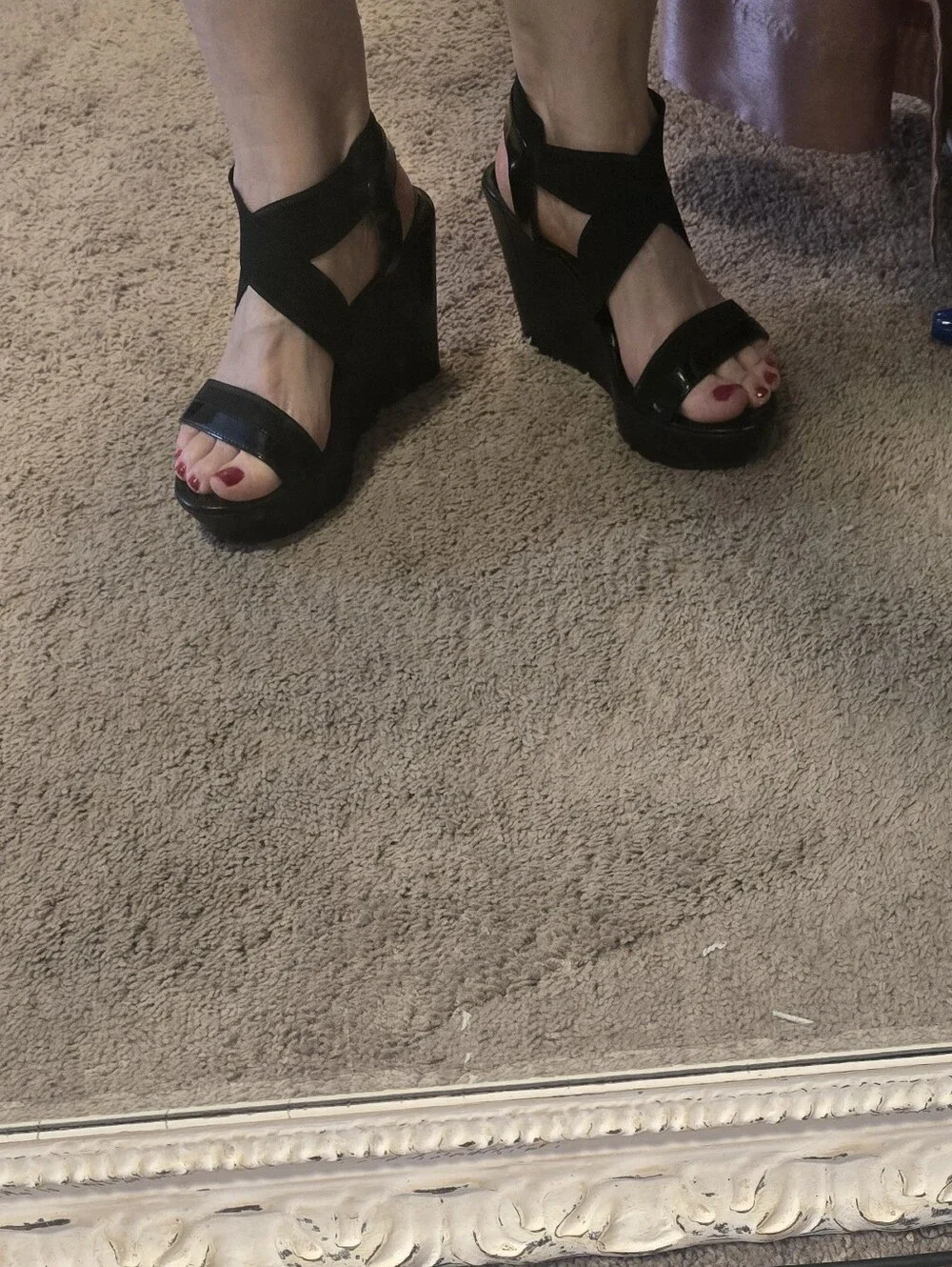 Charles By Charles David Black Wedge Sandals